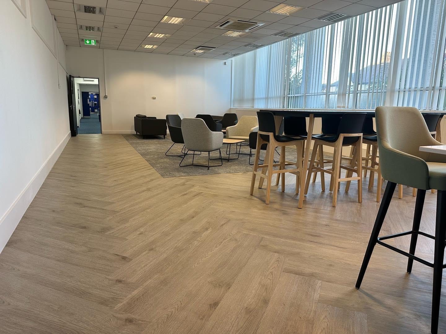 Commercial flooring installation.
