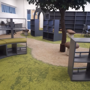 Enchanted forest themed school library flooring scaled Enchanted forest themed school library flooring scaled