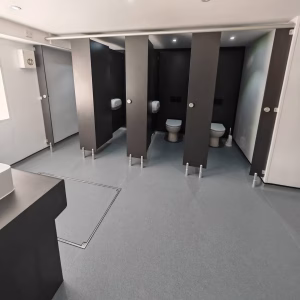 Sheet safety vinyl installation to private school toilet Sheet safety vinyl installation to private school toilet